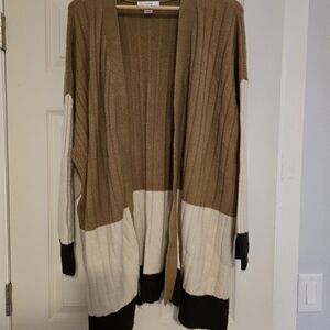 CJ Banks Brown and Cream Cardigan
